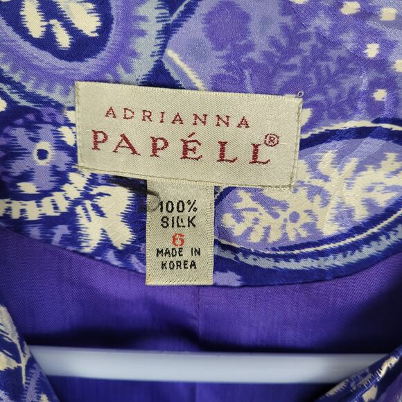 Vintage Adrianna Papell blue floral paisley silk skirt set Size 6 retro maximal - Picture 2 of 16